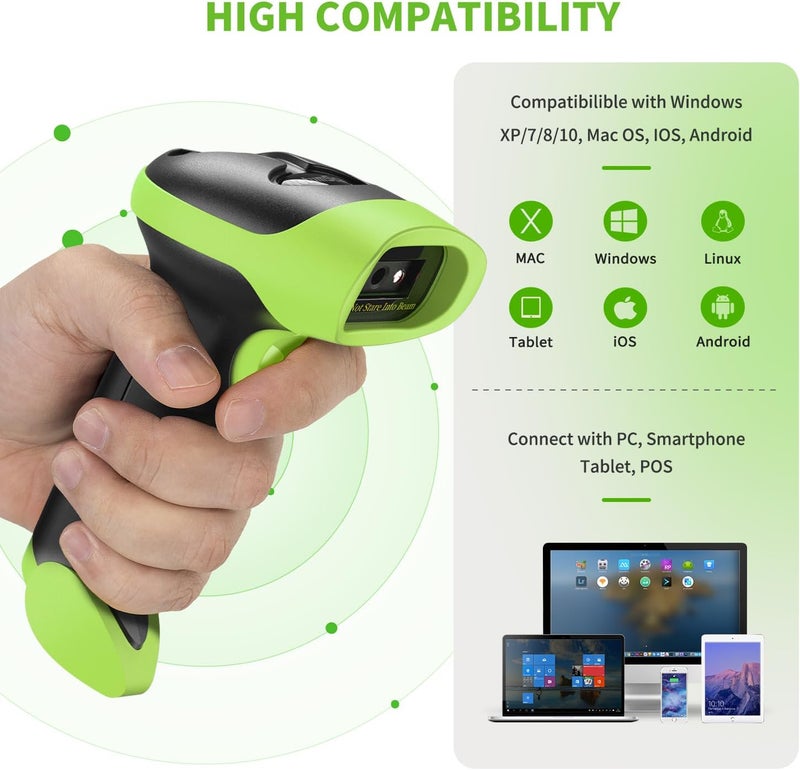 NetumScan Wireless QR Barcode Scanner, 3 in 1 Automatic Bluetooth 1D 2D Barcode Reader USB Image Code Scanner for Store, Warehouse POS, Computer, Tablet, iPad, iPhone, Android - Image 5